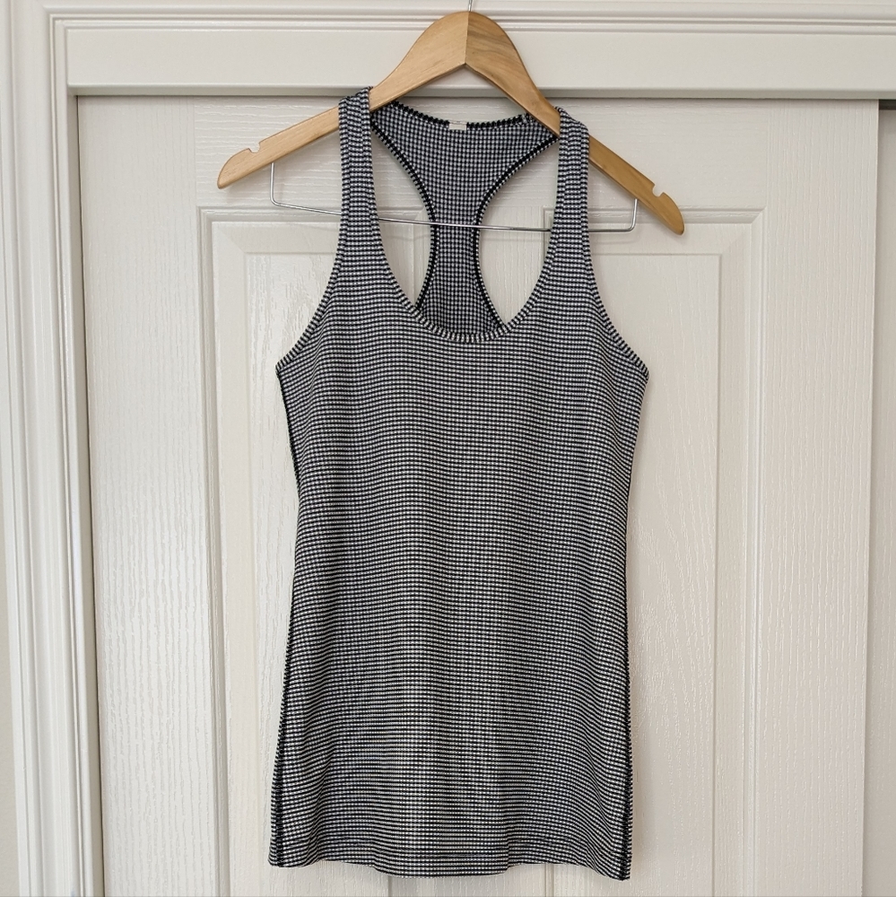 Lululemon Cool Racerback Tank Gingham Luon White Black